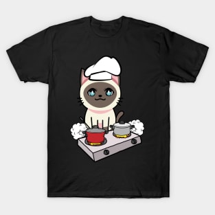 Cute Siamese cat is cooking T-Shirt